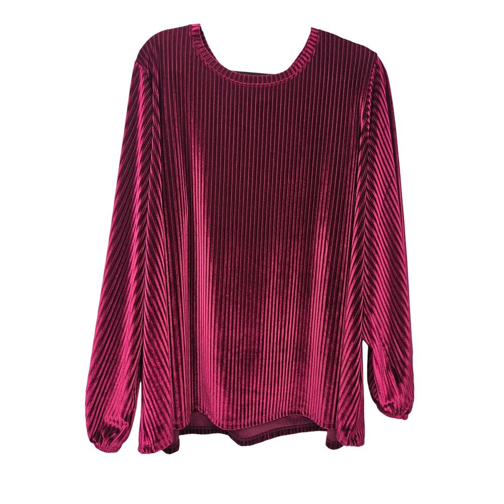 Cato Ribbed Velvet Berry/Burgundy Tunic with blouson Sleeves Size 22/24W